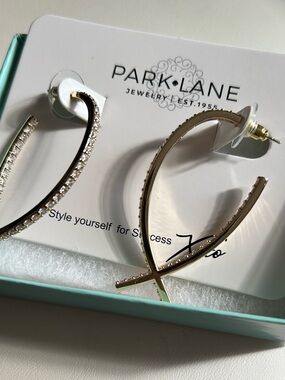 Park Lane Gold Crystal Cross-Accent Hoop Earrings